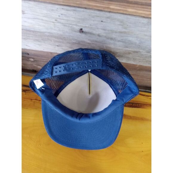 Vintage Captain Hat Cap Snapback Trucker  Navy & Yellow Men's 90s - Picture 2 of 4